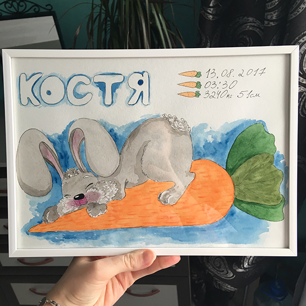 акварель, кроль, картина, иллюстрация 